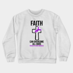 Pancreatic Cancer Awareness - Faith Can Overcome All Odds Crewneck Sweatshirt